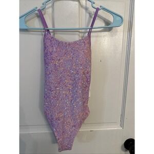Athleta Girl NWT Adjustable One Piece Swimsuit Sun Spray Lilac Size Medium 8/10